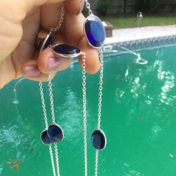 Jewelry - Sterling 36” Necklace w/Sapphire Stones
